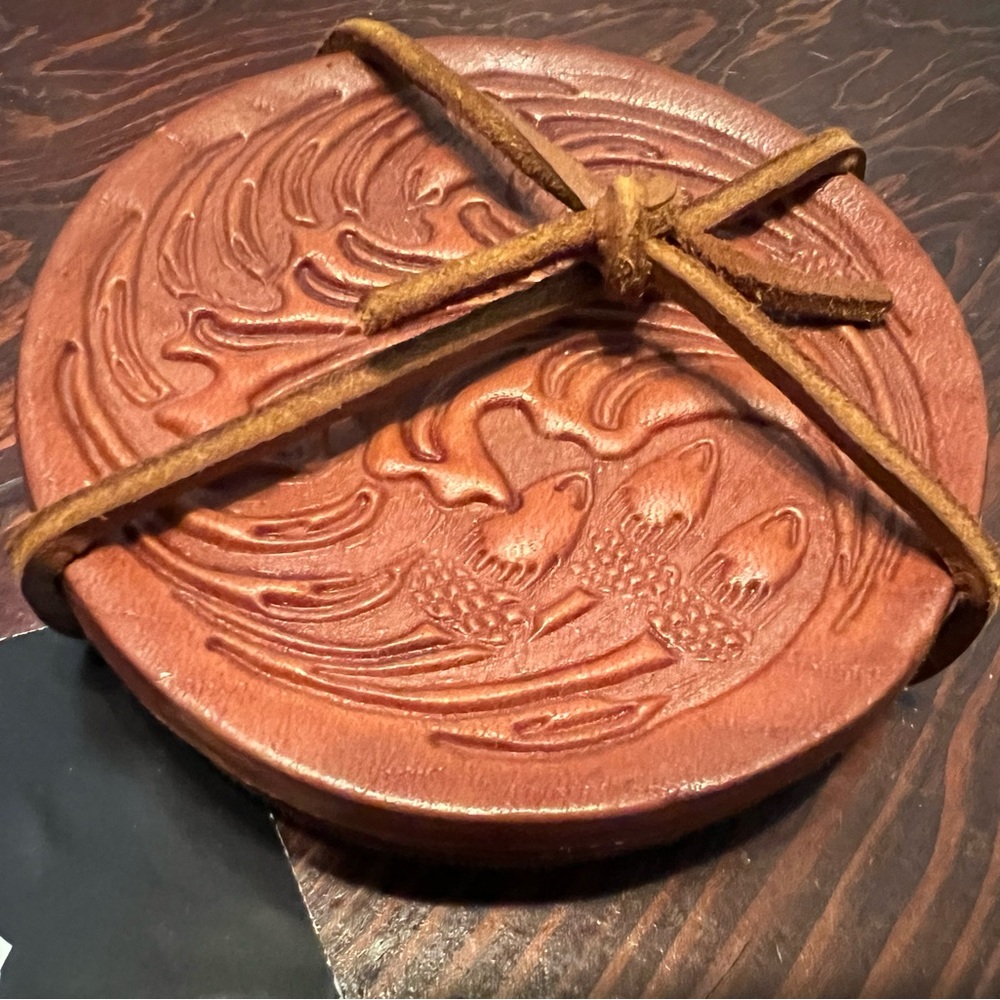 Texas Leather Leaf Coasters